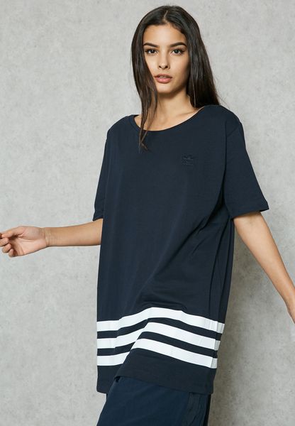 volgens Ochtend logo Adidas Originals navy Striped Oversize T-Shirt BK6040 – Mann Sports Outlet