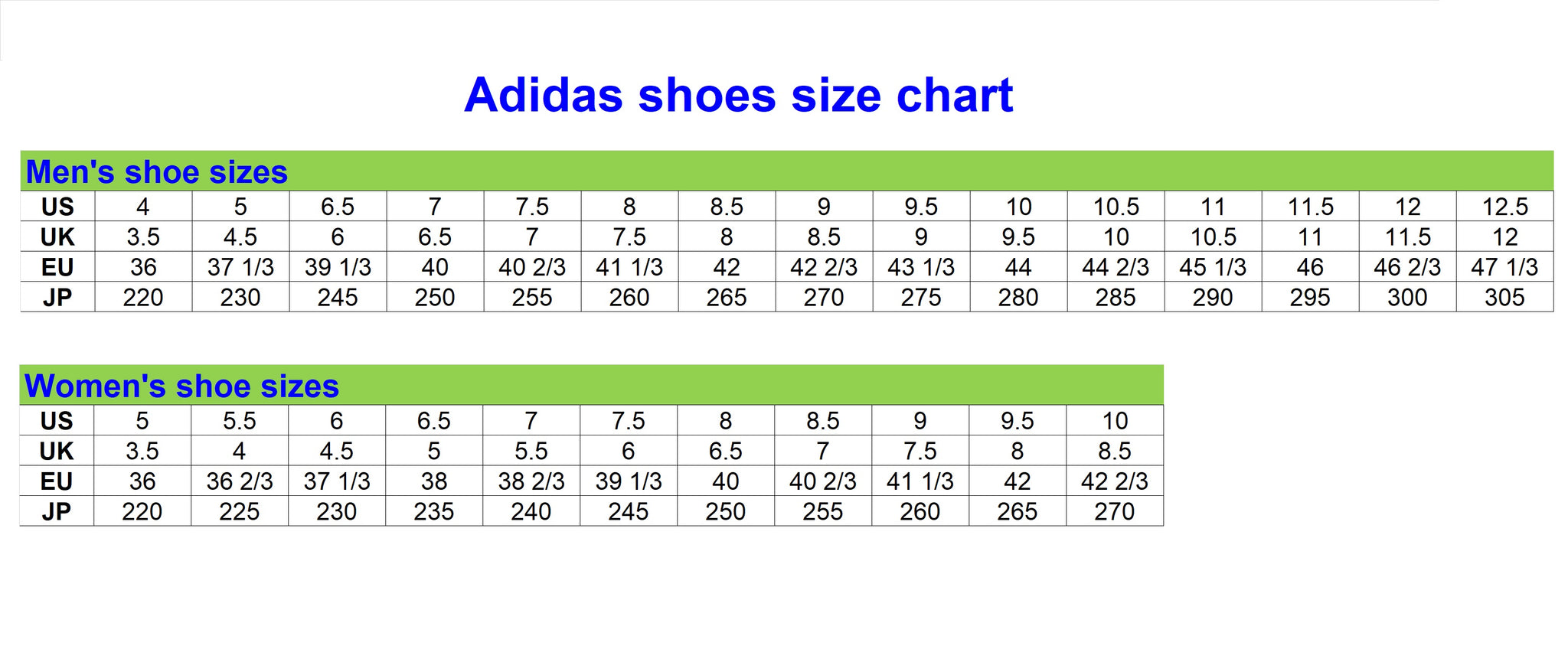 Adidas shoes table size qatar Outlet