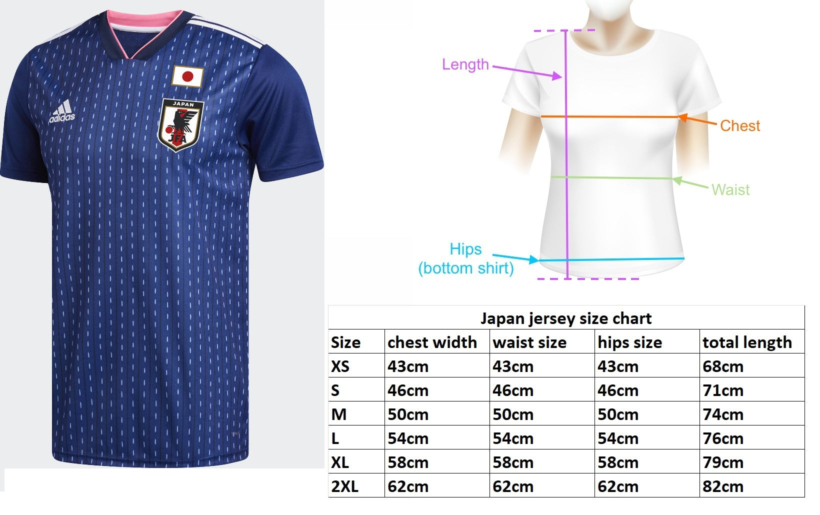 Women Football Japan Home Jersey BR3606 (its fitting same as Men's jer –  Mann Sports Outlet